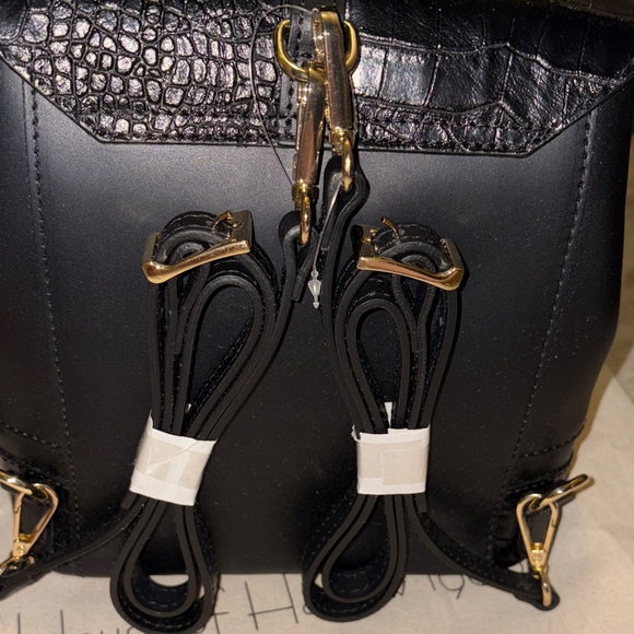 House of Harlow 1960 Black Croc-Embossed Backpack - Picture 6 of 10